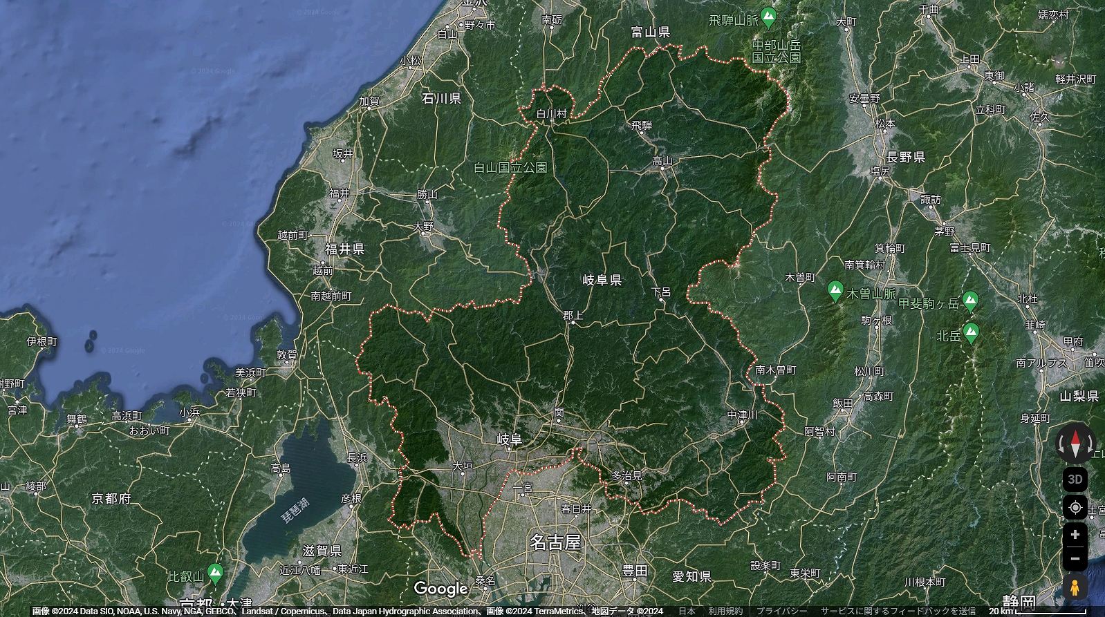 岐阜県      の地図